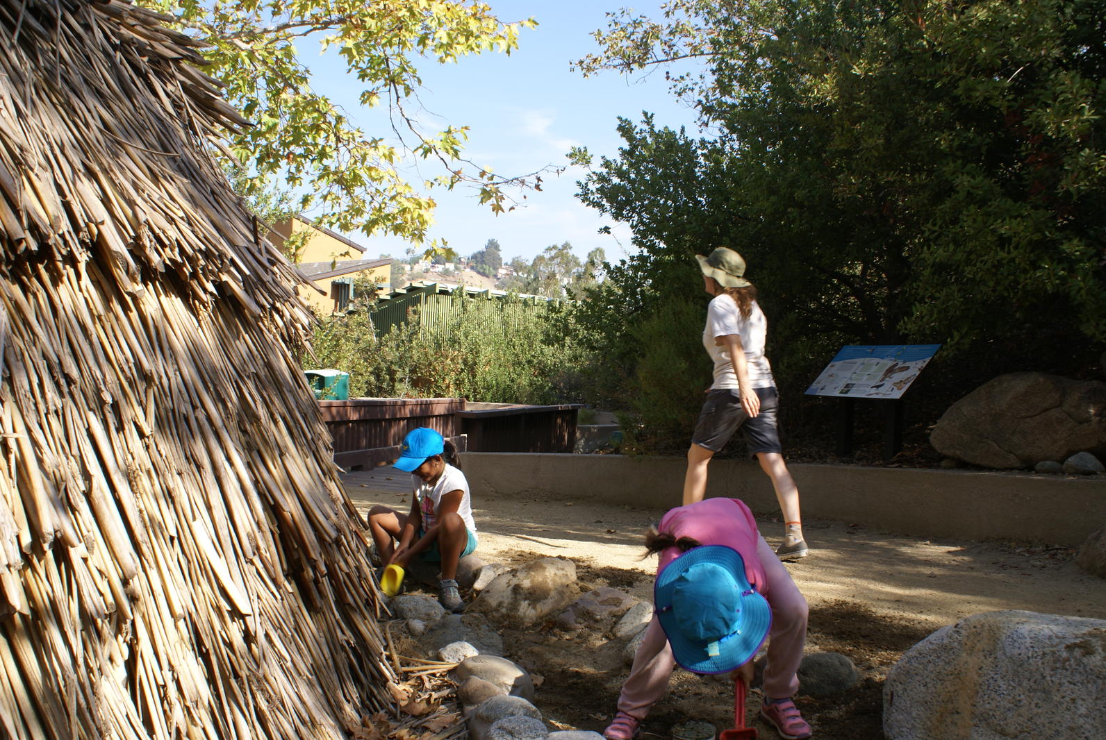 Campers working together to create a river!