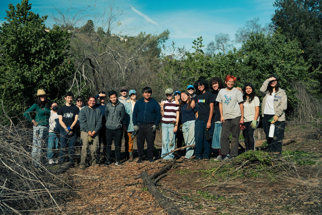 Audubon Youth Leaders, College for All Corps, and youth volunteers stand together after a habitat restoration. Photo by Mike Fernandez.